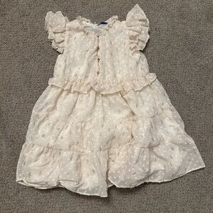 Mayoral size 5 off white dress with gold details throughout
